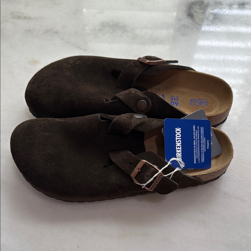 Brown Suede Birkenstock Clogs - Picture 4 of 4